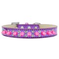 Mirage Pet Mirage Pet 635-2 PR20 Double Crystal & Bright Pink Spikes Dog Collar; Purple Ice Cream - Size 20 635-2 PR20